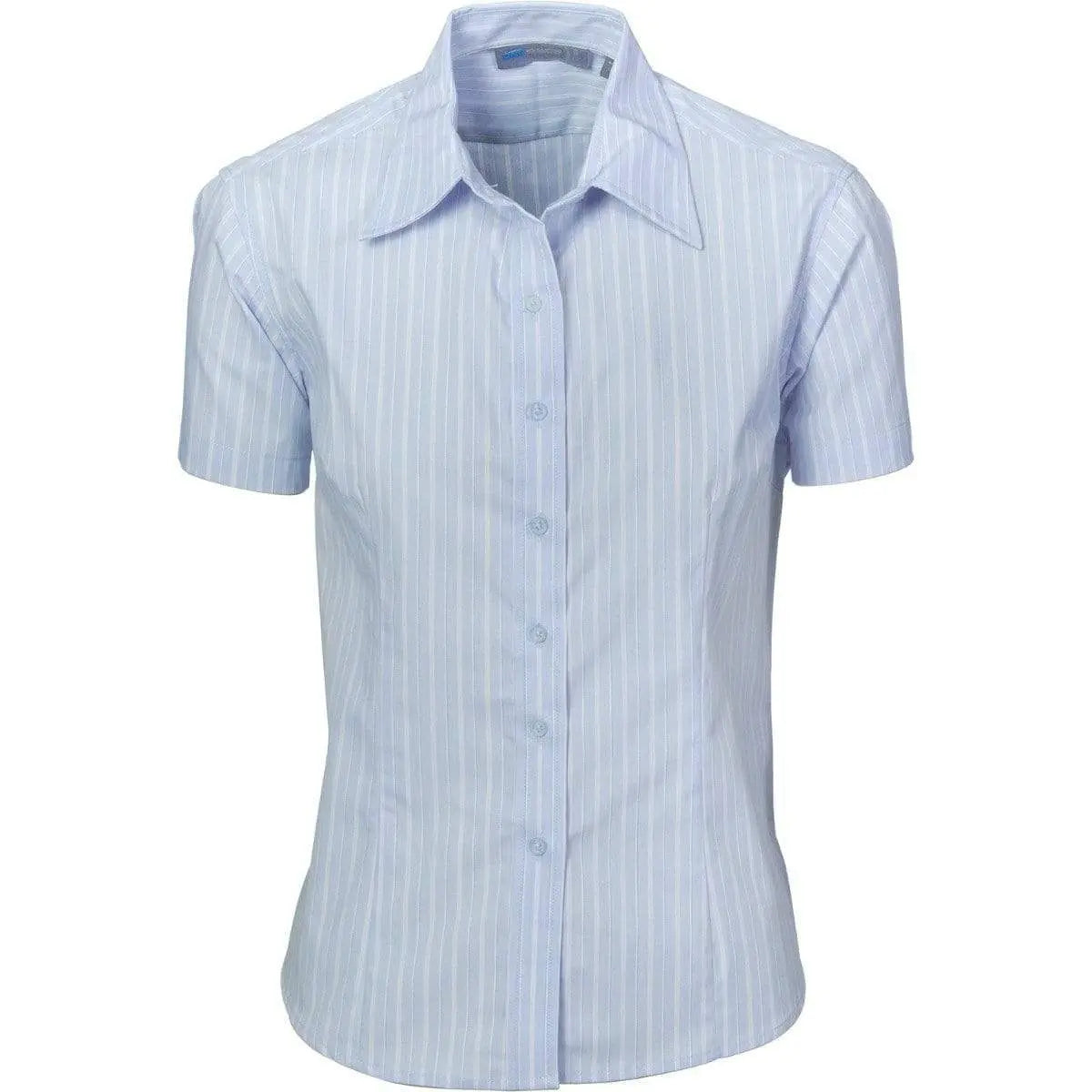 Dnc Workwear Ladies Stretch Yarn Dyed Contrast Stripe Short Sleeve Shirt - 4233 Metro Workwear.